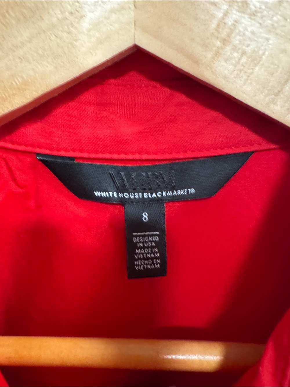 White House Black Market Red Button-Front Shirt Dress - Picture 5 of 6